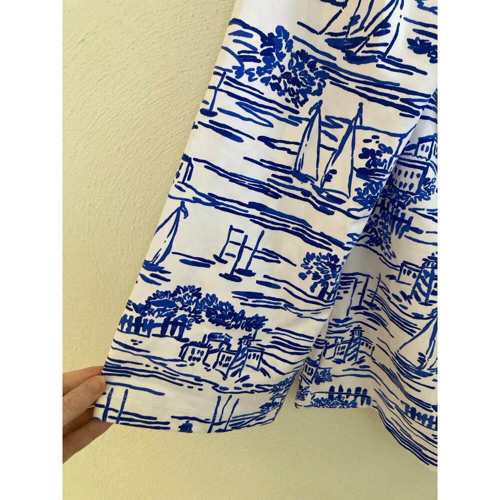 Mahi Gold Set Sail Sailor Margarita Blue Sailing Print Top XS - Picture 3 of 6